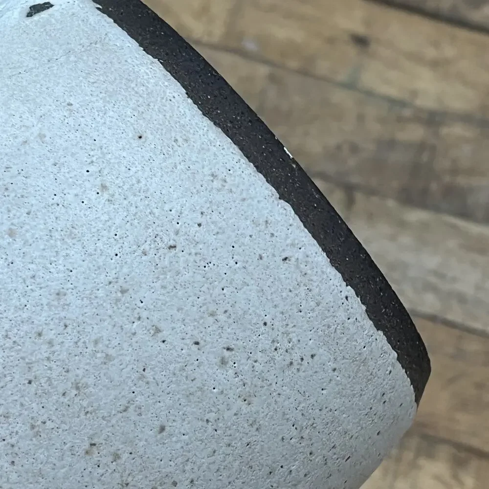 Art Studio Pottery Textured Stoneware Planter 3.75 in Rustic Ivory Brown Matte